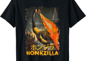 Vintage Honkzilla Silly Goose Funny Goose Meme Catzilla T-Shirt