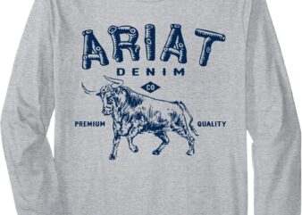 Vintage Inspired Shirt, Ariat Denim Bull, Western Flair Tee Long Sleeve T-Shirt