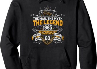 Vintage Made In 1965 Man Myth Legend 60th Birthday Gifts Men Pullover Hoodie