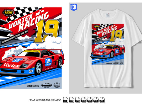 Vortex racing national championship race win t shirt vector art