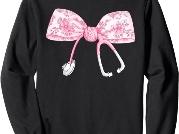 Women pink coquette nurse stethoscope bow nurse appreciation sweatshirt