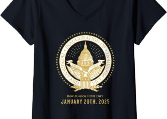 Womens 47th Presidential Inauguration President Donald Trump 2025 V-Neck T-Shirt