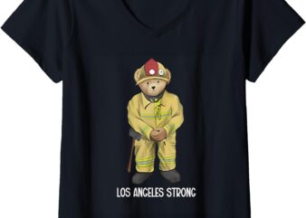 Womens Bear Relief Los Angeles Strong V-Neck T-Shirt