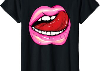 Womens Beautiful lips glossy with tounge _ Womens T-Shirt