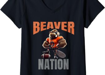 Womens Beaver Nation in the great State of Oregon V-Neck T-Shirt