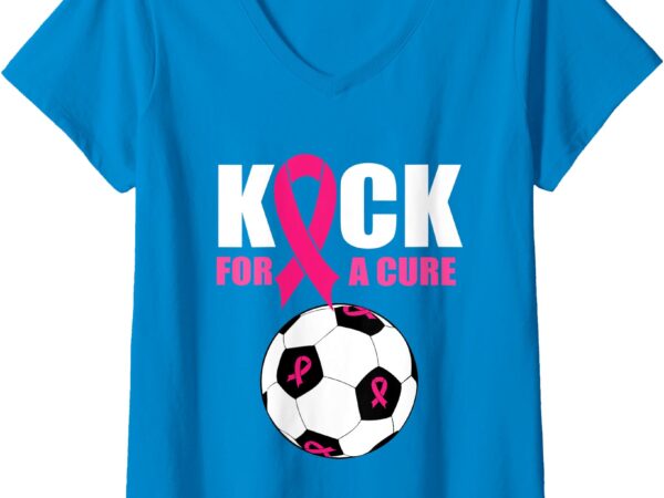 Womens cute gift for soccer team player teen girls breast cancer v-neck t-shirt