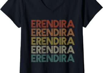 Womens Erendira Retro Vintage V-Neck T-Shirt