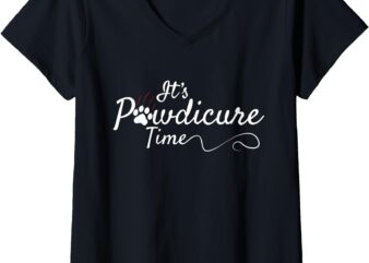 Womens Funny Cat Groomer – Pawdicure Time V-Neck T-Shirt