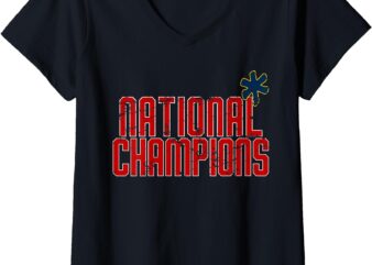 Womens Funny Football National Champions Asterisk V-Neck T-Shirt