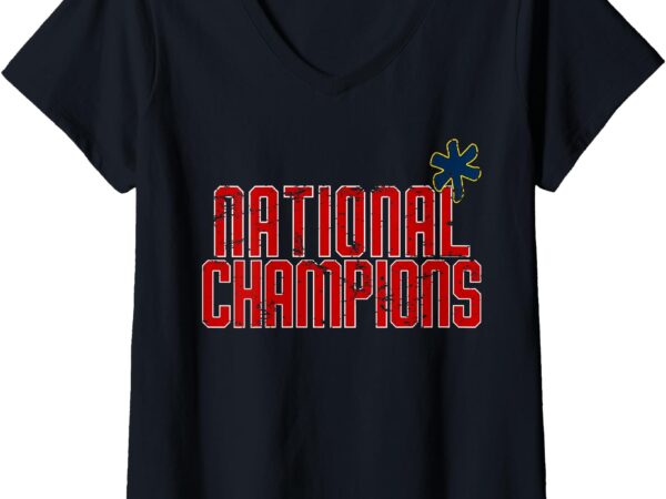 Womens funny football national champions asterisk v-neck t-shirt