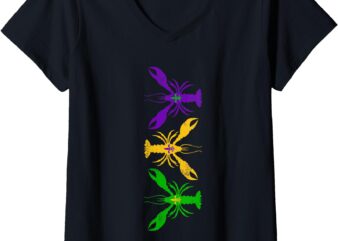 Womens Happy Mardi Gras Crawfish 2025 Crawfish Mardi Gras V-Neck T-Shirt