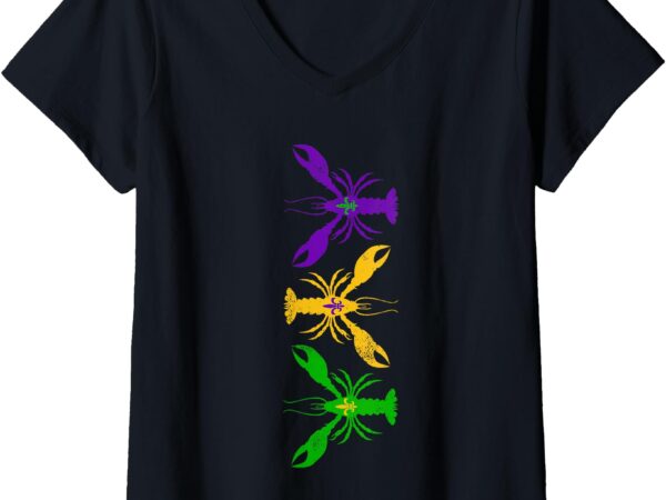 Womens happy mardi gras crawfish 2025 crawfish mardi gras v-neck t-shirt