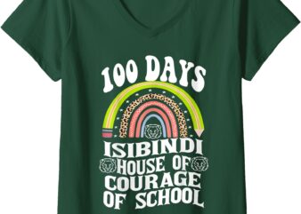 Womens Isibindi 100 Days Of School Isibindi House Of Courage V-Neck T-Shirt