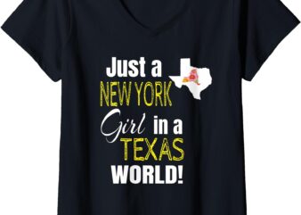 Womens Just A New York Girl In A Texas World Cute Gift V-Neck T-Shirt