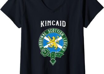 Womens Kincaid Clan Scottish Legend Scotland Flag Belt V-Neck T-Shirt