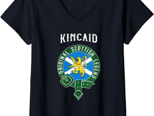 Womens kincaid clan scottish legend scotland flag belt v-neck t-shirt