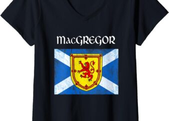 Womens MacGregor Clan Scottish Name Scotland Flag V-Neck T-Shirt