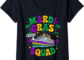 Womens Mardi Gras Cruise Crew 2025 Trip New Orleans Family Matching V-Neck T-Shirt