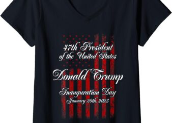 Womens Memorabilia President Donald Trump Inauguration Day 2025 V-Neck T-Shirt