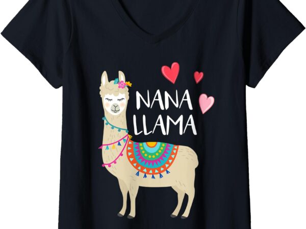 Womens nana llama design cute love llamas & alpacas gift tee v-neck t-shirt