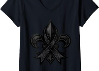 Womens New Orleans Strong 2025 NOLA Strong Support Fleur De Lis V-Neck T-Shirt