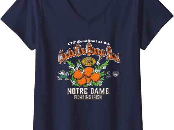 Womens notre dame fighting irish cfp orange bowl 2024-25 navy v-neck t-shirt