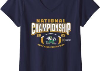 Womens Notre Dame Fighting Irish National Championship 2025 Navy V-Neck T-Shirt