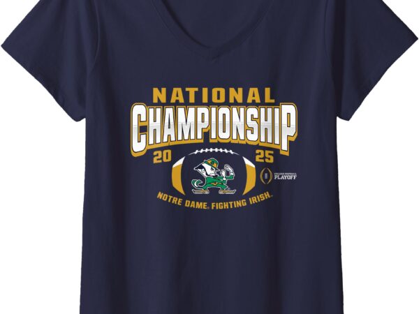 Womens notre dame fighting irish national championship 2025 navy v-neck t-shirt