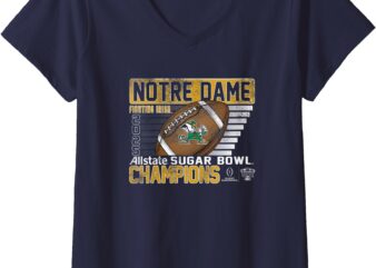 Womens Notre Dame Fighting Irish Sugar Bowl Champs 2025 Retro Navy V-Neck T-Shirt