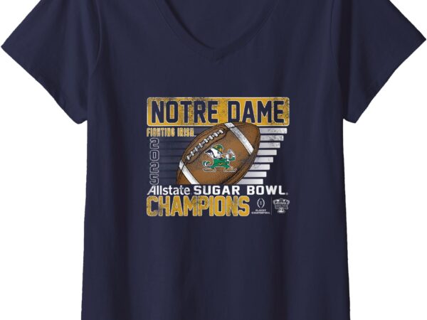 Womens notre dame fighting irish sugar bowl champs 2025 retro navy v-neck t-shirt