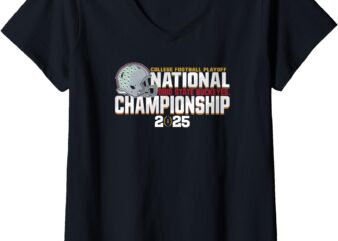 Womens Ohio State Buckeyes CFP National Championship 2025 Black V-Neck T-Shirt