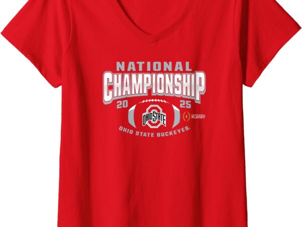 Womens ohio state buckeyes national championship 2025 football red v-neck t-shirt