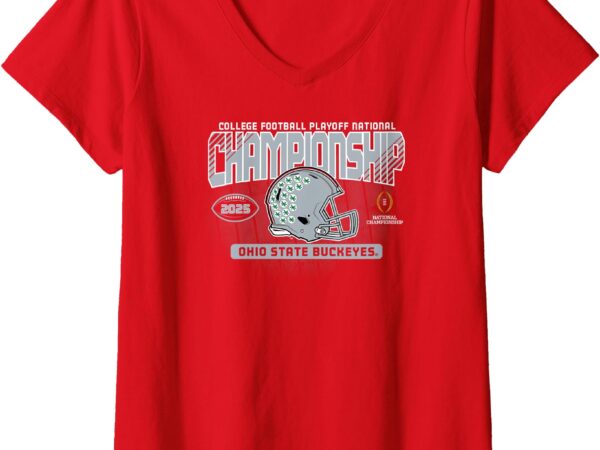 Womens ohio state buckeyes national championship 2025 helmet red v-neck t-shirt