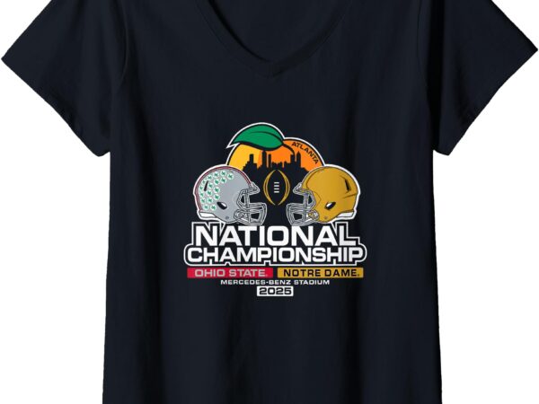 Womens ohio state vs notre dame national championship 2025 black v-neck t-shirt