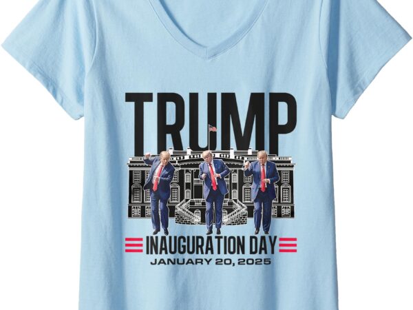 Womens old donald trump dance inauguration day 2025 47th usa flag v-neck t-shirt