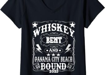 Womens Panama City Beach Whiskey Bent Matching Group Party V-Neck T-Shirt