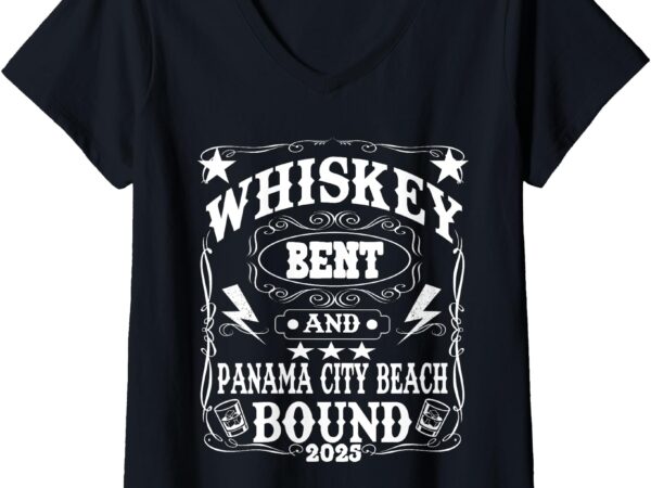 Womens panama city beach whiskey bent matching group party v-neck t-shirt