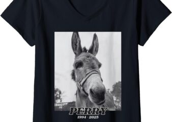 Womens Perry The Famous elderly donkey named Perry V-Neck T-Shirt