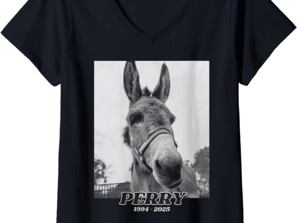 Womens perry the famous elderly donkey named perry v-neck t-shirt