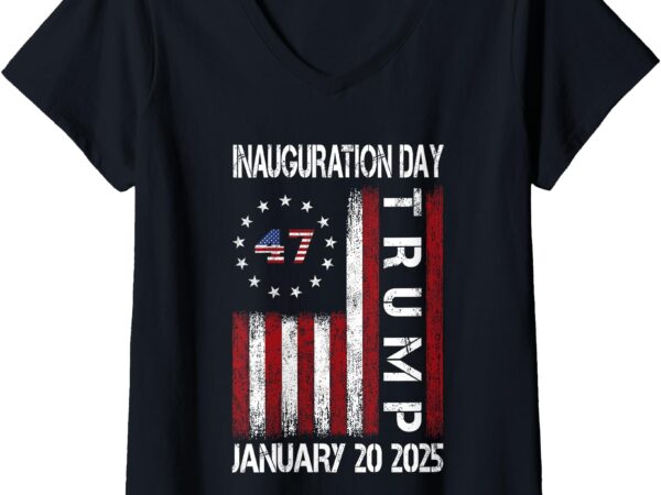 Womens president donald trump inauguration day 2025 memorabilia fla v-neck t-shirt