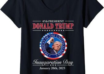 Womens President Donald Trump Inauguration Day 2025 Memorabilia V-Neck T-Shirt