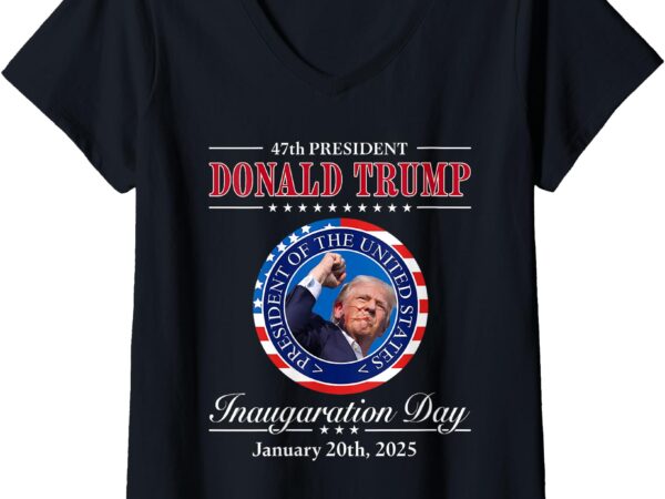 Womens president donald trump inauguration day 2025 memorabilia v-neck t-shirt