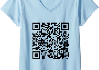 Womens QR Scan Code Adult Sarcasm Humor F-ck You FU Print V-Neck T-Shirt