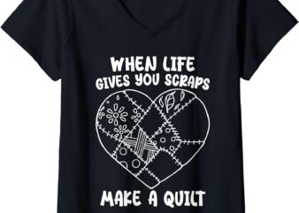 Womens Quilting Design Tee Women Grandma Quilt Lover Sewing Quilter V-Neck T-Shirt