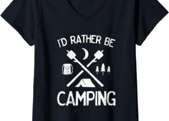 Womens Rather Be Camping for Campers Hikers and Outdoor Adventurers V-Neck T-Shirt