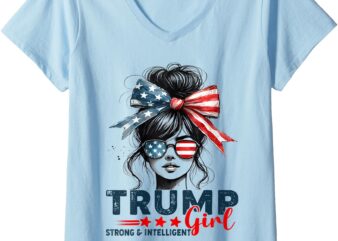 Womens Strong Intelligent Women for Trump Girl MAGA V-Neck T-Shirt