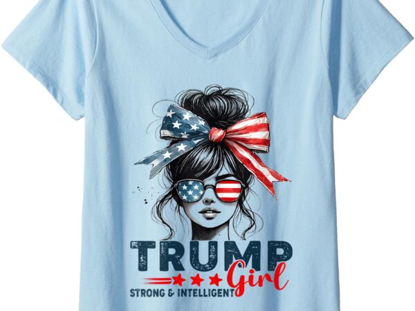 Womens strong intelligent women for trump girl maga v-neck t-shirt