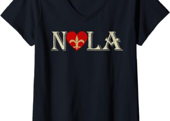 Womens Support Never Forget NOLA Orleans Strong Retro Vintage V-Neck T-Shirt