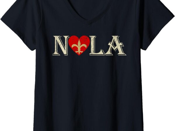 Womens support never forget nola orleans strong retro vintage v-neck t-shirt