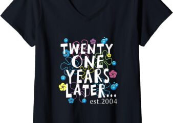 Womens TWENTY ONE YEARS LATER 21 year Old Birthday Gifts Women Men V-Neck T-Shirt